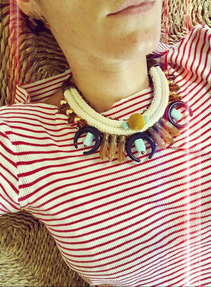 Hand Matters. Styling handcrafted moons necklace.