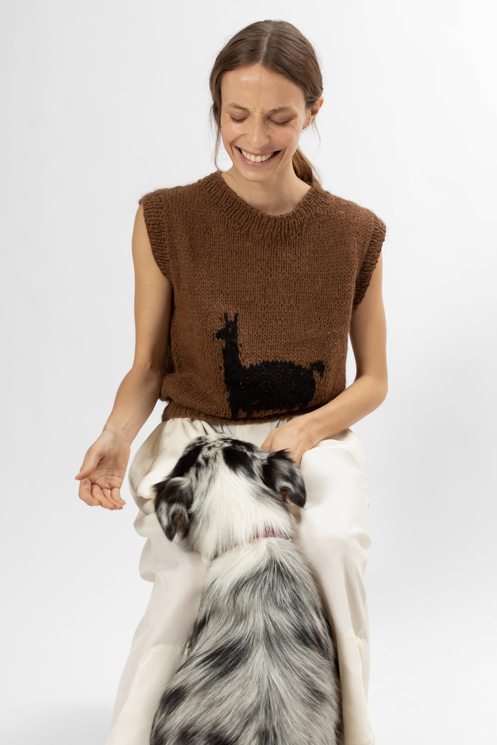 Brown Llama Vest. Handcrafted. Hand Matters