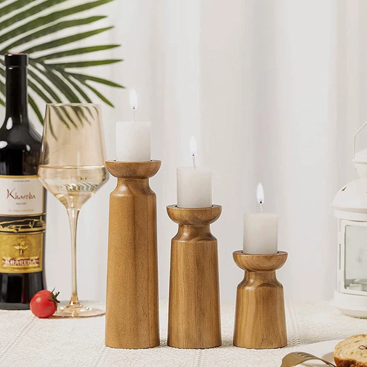 Vintage Wooden Candle Holders
