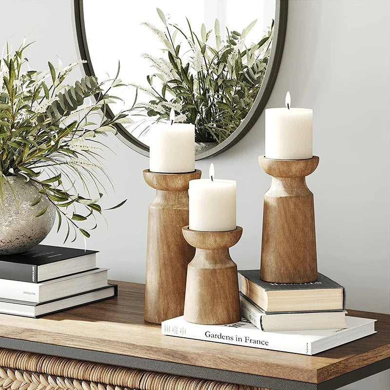 Vintage Wooden Candle Holders