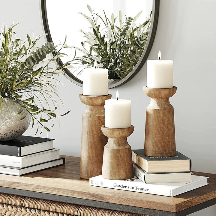 Vintage Wooden Candle Holders