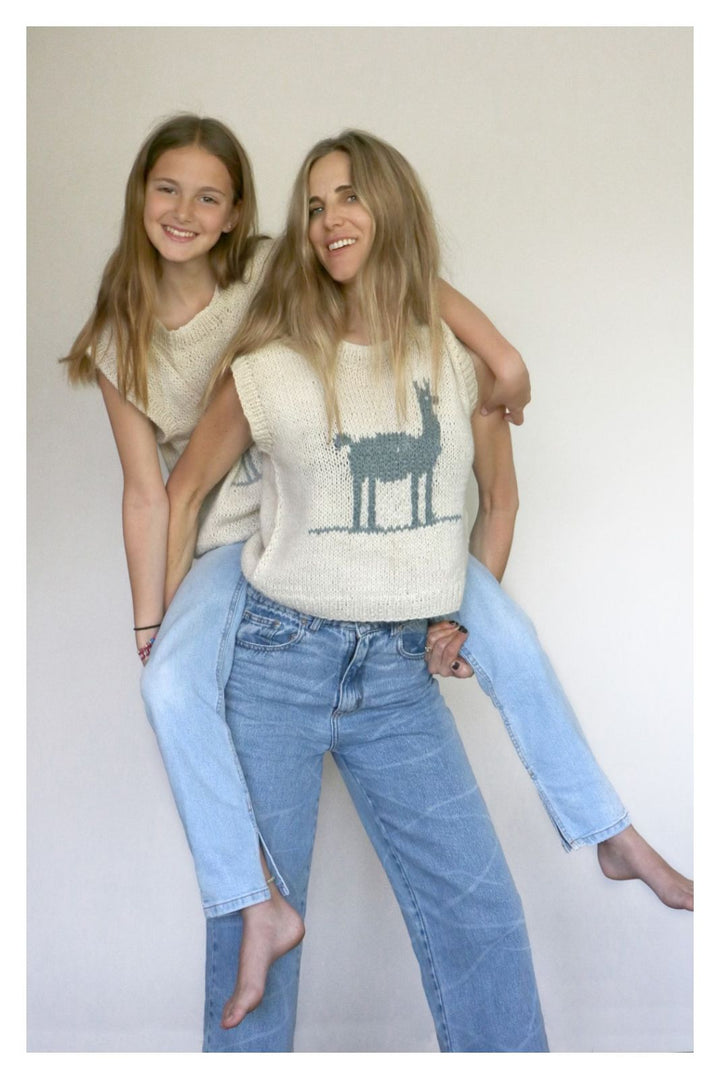Handcrafted Llama vest white. Hand Matters