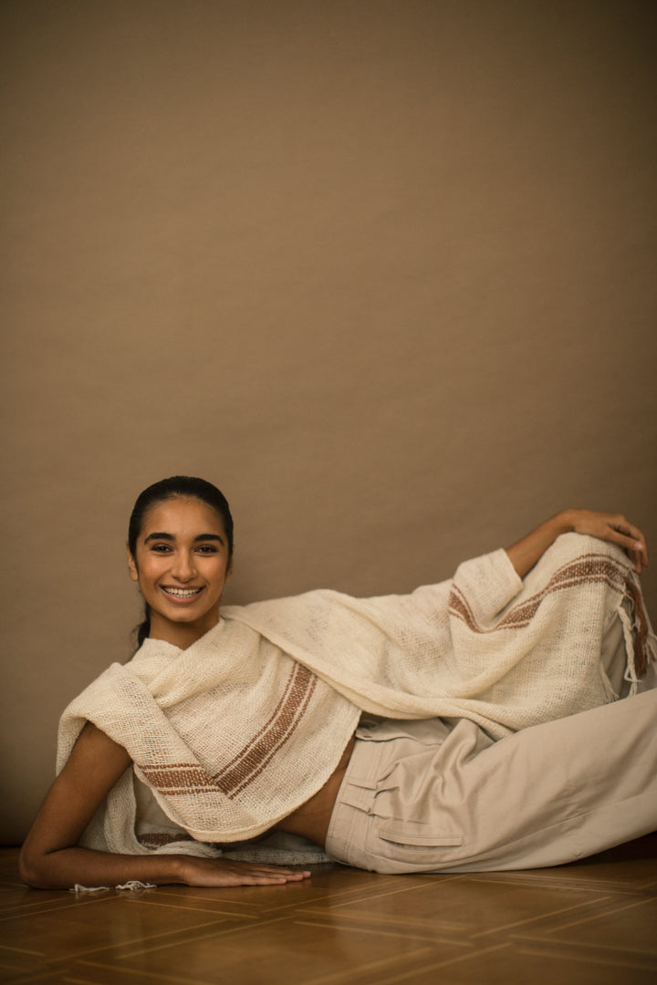 Hand Matters Soft Striped Ruana Brown
