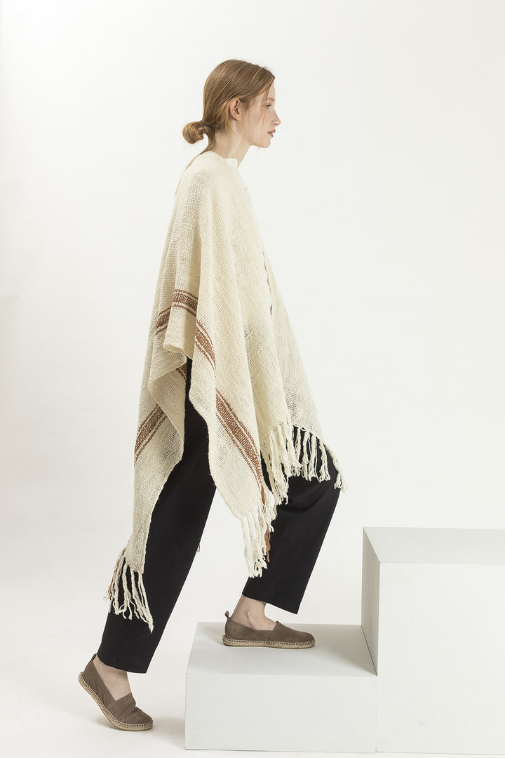 Hand Matters. White and Brick ruana