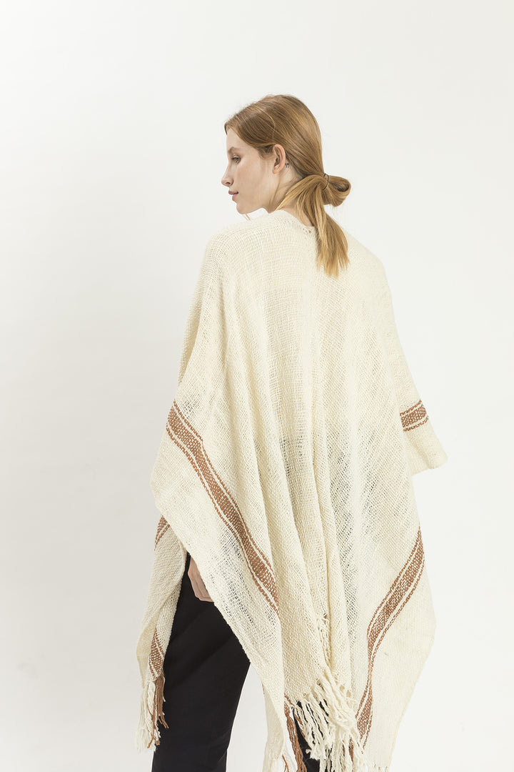 Hand Matters. Brick Striped Ruana Back