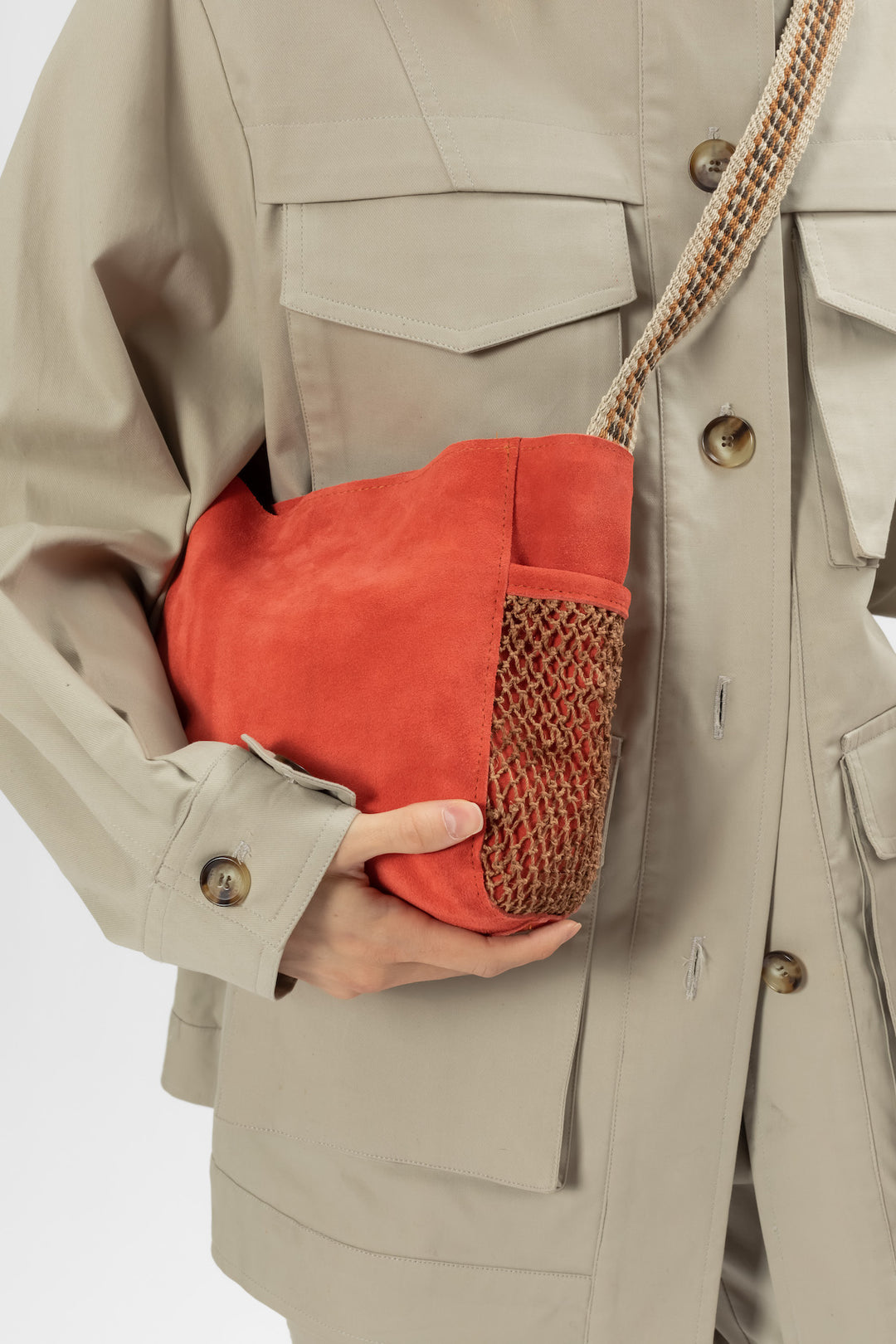 suede handbag
