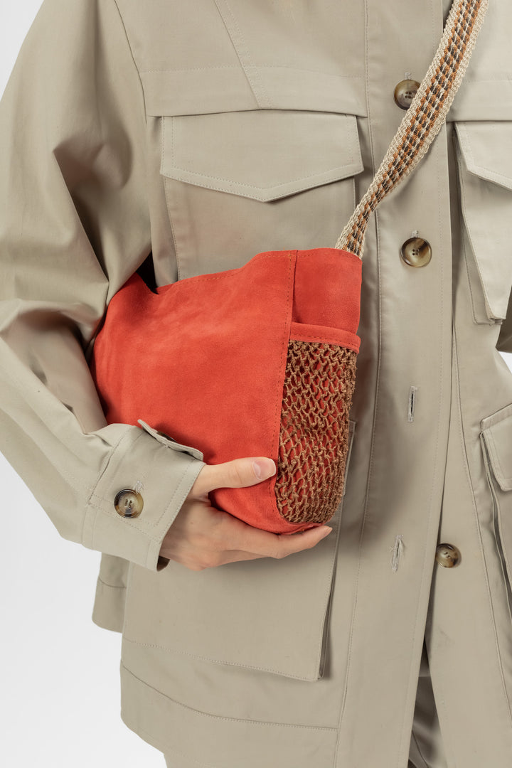 suede handbag