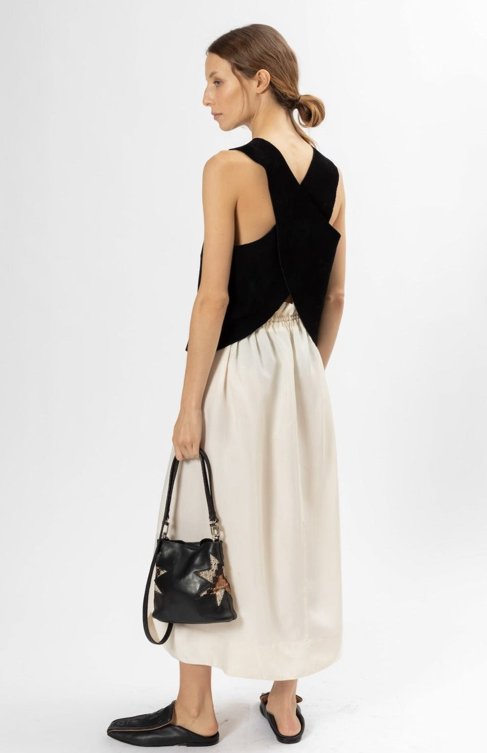 Black Leather and Chaguar handbag. Hand Matters.
