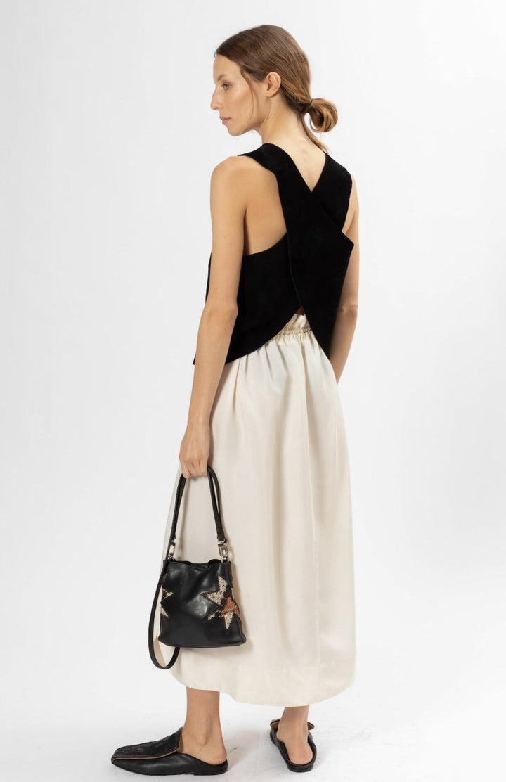 Black Leather and Chaguar handbag. Hand Matters.